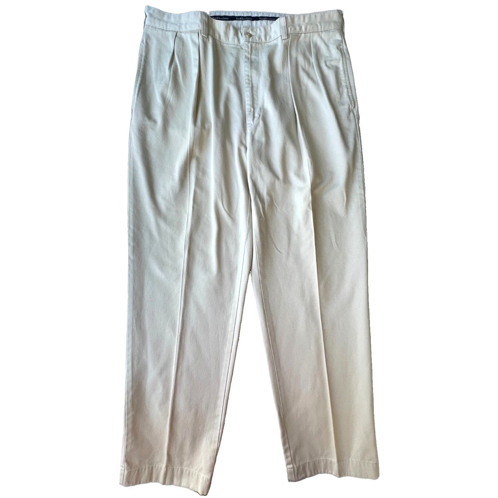 Polo Ralph Lauren Pleated Chino Pants Men 36x31.5 Beige Khaki Classic Fit 38x32